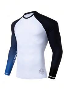 Manfinity KASUA 男士撞色字母印花长袖防晒泳衣