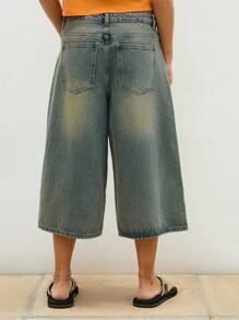 COUREZ Oversized Fit Denim Jorts Cotton - Yellow - View 2