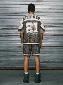 AXEPEAK 2件套男士短袖圆领宽松数码印花T恤套装 - 彩色 - 查看 3