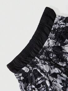 ROMWE MEN Street Life Pantalones cortos deportivos para hombre con estampado de nombres de ciudades urbanas y ramas de árbol sin hojas, de marca, aptos para uso diario, primavera y verano - Negro - Ver 6