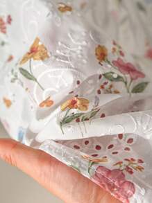 CosyJoli Áo vest không tay in họa tiết lưới cỡ lớn thêu viền vỏ sò thắt nút phía trước - Nhiều màu - Xem 7