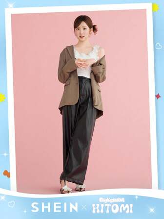 DAZY Women Loose Straight Leg Faux Leather Pants, Autumn/Winter