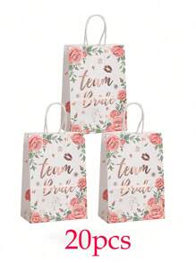 4/12/20/25 Pcs Rose Gold Foil Flower Gift Bags, Suitable For Wedding, Bridal Shower, Birthday, Business Shopping, Party Favors, Graduation - Multicolor Paper Bags, Applicable For Festivals, Class Reunions, Parties And Various Occasions - Multicolor - View 6
