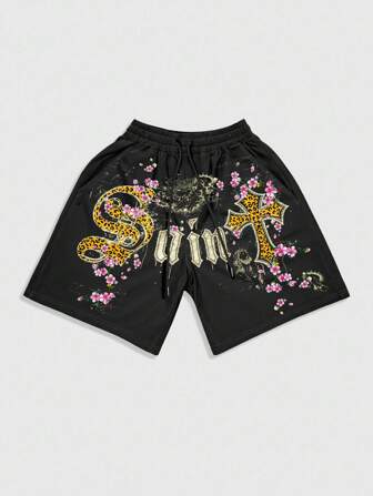 Anime Herren Straßen-Muster Lässig Shorts, geeignet für Frühling und Sommer