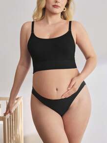 BloomMama Plus Size Maternity Nursing Pumping Lace Bra For Breastfeeding Push Up Pregnancy Bralette Underwear - Black - View 1