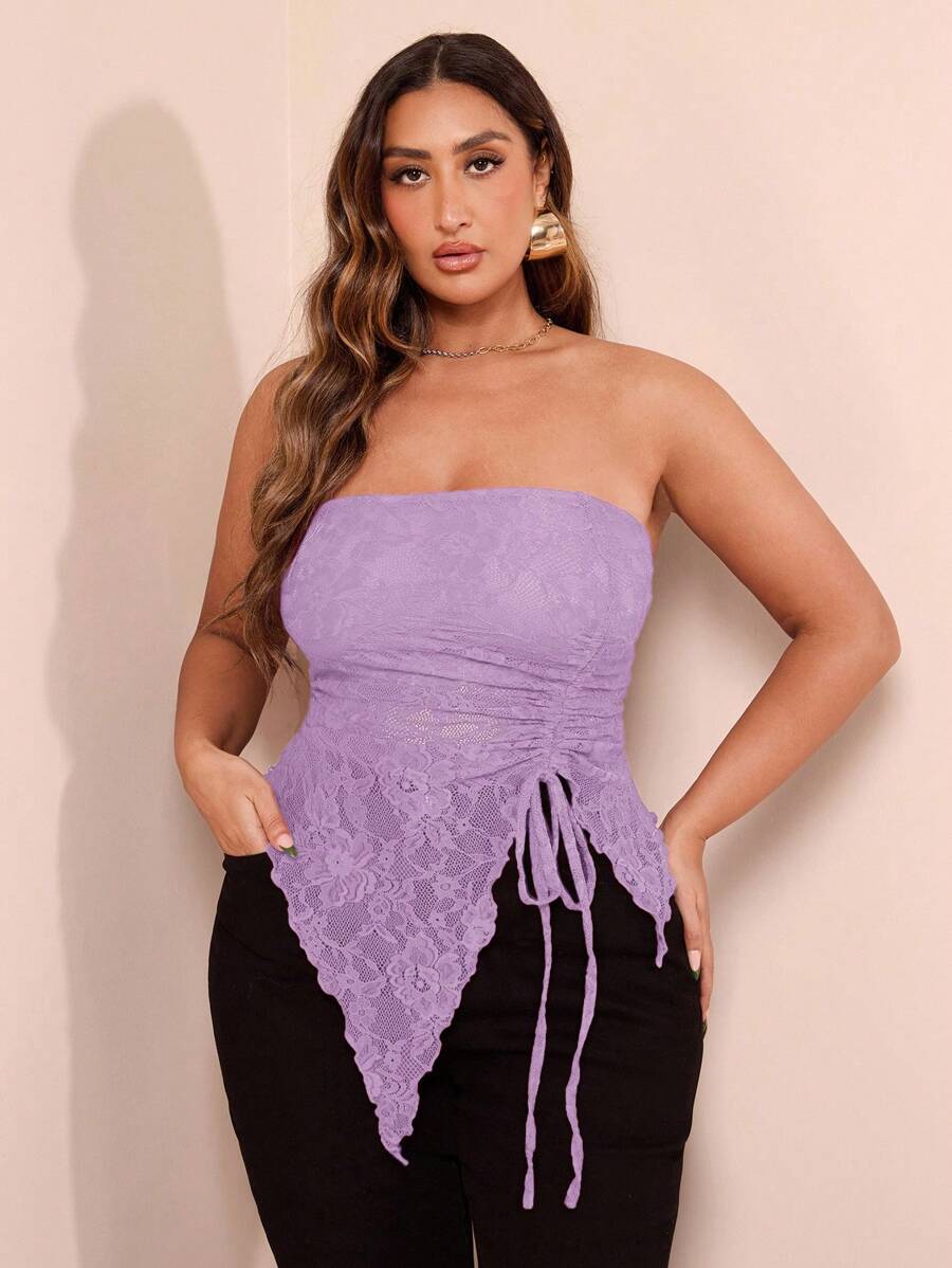 SHEIN BAE Plus Size Strap & Tank Top, Asymmetric Lace Cami, Valentine's Day, Summer, Birthday, Valentine's Plus Size, Plus Size Sexy Shirt, Curve Top, Formal, Curve, Party, Burgundy, Encore Red, Cherry, Tops, Fitted, Plain T-Shirt, Women's Basic Top, Western Women Dresses, Summer Shirts, Summer Tops, Tight Shirts, Easter, Spring Clothes, Easter, Carnival, Spring/Summer, Sexy Top, Back To School Top, Asymmetric Top,Going Out Tops