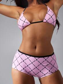 Missguided x Playboy 夏季三角比基尼套装沙滩泳衣高腰短裤泳池泳衣 - 彩色 - 查看 1