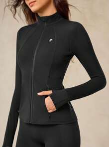 OutZeal 女式吸汗收腹修身拉链口袋运动夹克健身上衣