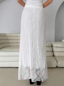 Roylia Romantic Summer Vacation Lace Splice Elegant Ladies Skirt - White - View 2