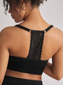 BloomMama Maternity Nursing Pumping Lace Bra For Breastfeeding Push Up Pregnancy Bralette Underwear - Black - View 2