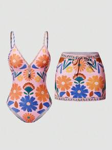 Sweetra Costume da bagno intero stile retrò a quadri blu, vestito mini da vacanza