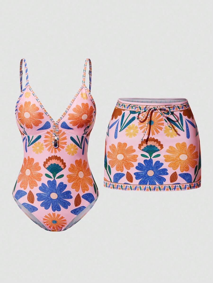 Sweetra Costume da bagno intero stile retrò a quadri blu, vestito mini da vacanza