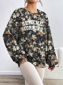 INAWLY Sudadera casual de mujer con cuello redondo y manga larga con estampado de letras