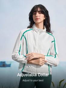 In My Nature Áo khoác chống nắng cổ khóa kéo dài tay cho nữ - trắng - Xem 5