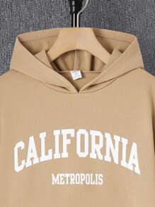 SHEIN 青少年男孩字母印花连帽衫和运动裤套装