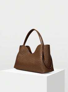 MOTF PREMIUM PU LEATHER TOTE BAG WITH DUAL HANDLES - Coffee Brown - View 3