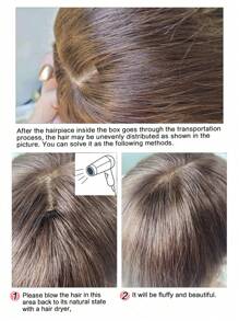 真人发片 8x8 英寸基础发片 适合稀疏头发的女性 真发片 女士发片 真人发片 - Natural Black - 查看 11