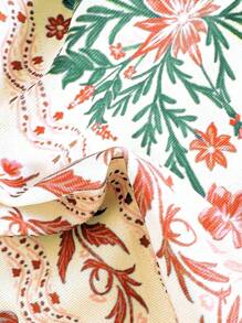 Swim Mod Women 2pcs/Set Swimsuit, Random Print Purple Ruched Spaghetti Strap V-Neck Triangle Cup Tied Bikini Set, Beach Holiday For Summer Beach Vacation - Multicolor - View 6