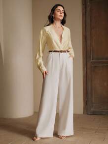 Anewsta New Design Embroidery Sense Elegant Niche Women Shirt, Butter Yellow, Spring/Summer