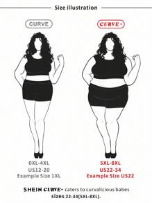 SHEIN CURVE+ Completo donna taglia curvy, top a maniche corte con collo rotondo tinta unita e pantaloni wide-leg con stampa, adatto per vacanze campestri primavera/estate, outfit per vacanze estive, spiaggia, mare - Multicolore - Visualizzare 7