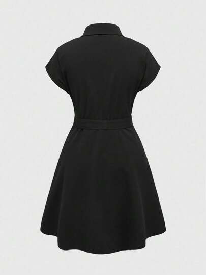 Goth Snake Skin, Butterfly & Star Moon Pattern Belted Short Sleeve Summer Dress