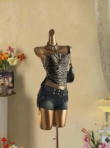 Attitoon 休闲街头风格性感黄纹图案修身短款上衣，适合夏季音乐节 - 彩色 - 查看 7