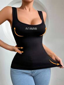 SHEIN Set de 2 Tops largos sin costuras y cómodos de tirantes anchos con cuello en U para mujer