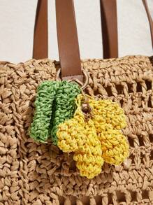 SHECARRY Fashion Casual Vacation Beach Woven Women Top Handle Bags - Khaki - View 4