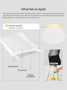 GLOWMODE Váy tennis xếp ly Ace Flex Tummy Control có quần short tích hợp túi bên hông quần vợt chơi golf hàng ngày xuân hè - trắng - Xem 2