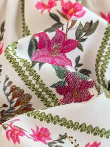 Travachic KIDS Vestido de Verão para Bebê Menina com Estampa Floral, Bainha com Babados e Manga Curta, para Férias - Branco - Visão 3