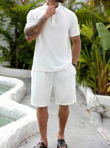 ResortEase 2pcs Men's Plus Size Casual Short Sleeve T-Shirt And Shorts Set