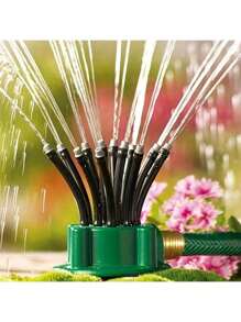 360 度自动多头花园洒水器，塑料草坪和花园浇水系统，无需电源，包含多个组件，园艺灌溉工具 - 彩色 - 查看 8