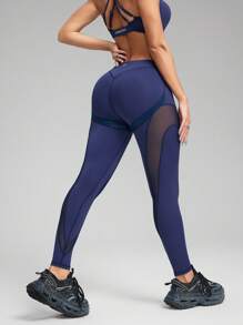 Innovista Nahtlose Sporthose mit Mesh-Flicken und Taillenbund