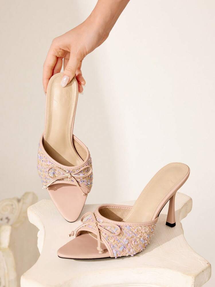 CUCCOO CHICEST Women High Heel Sandals Pointed Toe Bowknot Elegant Summer Sandals