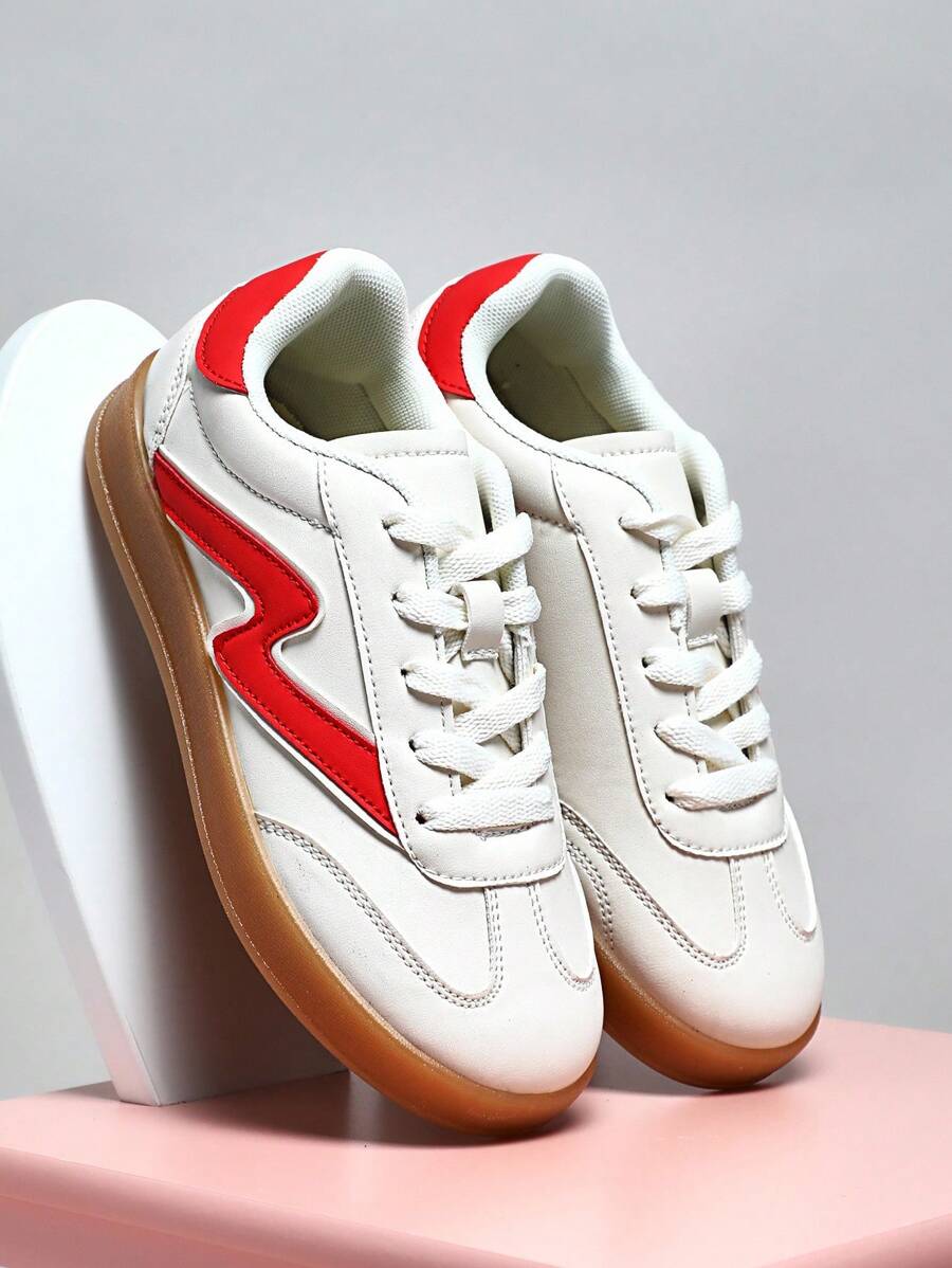 Mini mi Giày thể thao đế cao su OG màu be đỏ cổ điển cho trẻ em - Giày chơi đến trường - Màu be - Xem 1