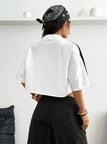 Coolane Lễ hội mùa hè dành cho nữ Cặp đôi cùng phong cách Đồng quê hòa nhạc Thể thao Cổ điển Grunge Trang phục hàng ngày Áo crop top họa tiết trang trí họa tiết báo Y2K - trắng - Xem 2