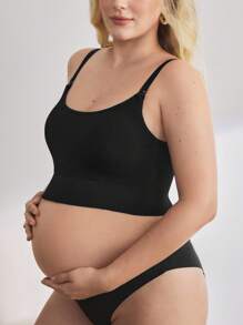 BloomMama Plus Size Maternity Nursing Pumping Lace Bra For Breastfeeding Push Up Pregnancy Bralette Underwear - Black - View 4