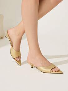 CUCCOO CHICEST Pointed Toe Slim High Heel Sandals For Women - Gold - View 3