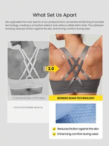 GLOWMODE FeatherFit™ 交叉肩带运动内衣 - 深灰色 - 查看 2