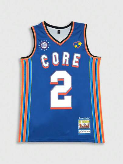 Prep Camiseta de tirantes con estampado gráfico de baloncesto para hombre, apta para uso diario en primavera/verano