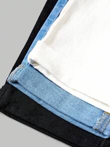 SHEIN 3条装 青少年男童百搭休闲牛仔短裤，夏季儿童牛仔短裤，儿童运动短裤，适合学校、校园、大学穿着