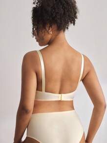 BloomMama Biustonosz do karmienia piersią dla kobiet w ciąży w jednolitym kolorze z koronką kontrastową - Morela - Zobacz 4