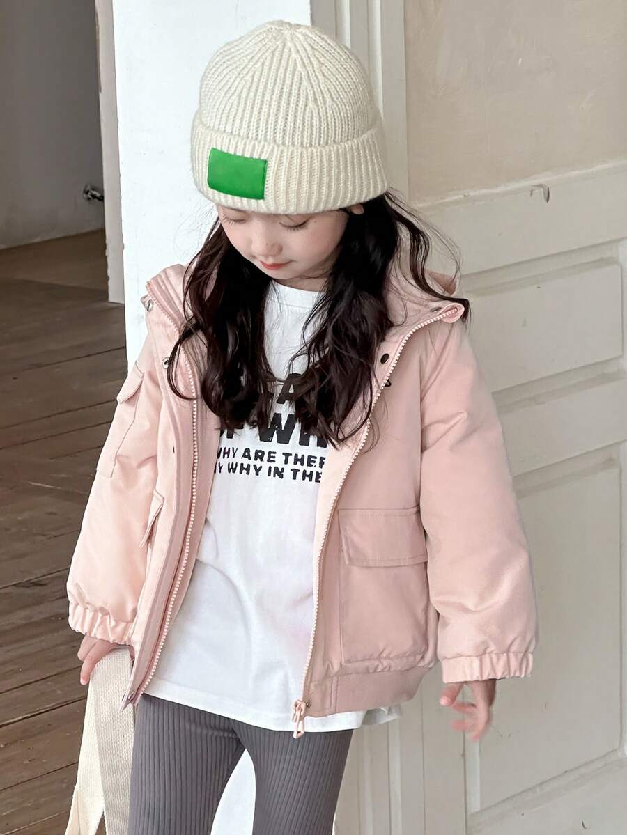 DAZY Girls Padded Coat, Young Girl Fall Outerwear - Pink - View 1