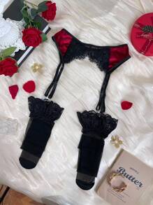 Charlaine Set de 2 piezas de lencería sexy para mujeres: medias de liguero y calcetines