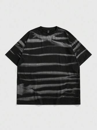 Grunge Punk Maglietta a maniche corte da uomo con stampa a righe, adatta per l'uso quotidiano nella primavera e nell'estate