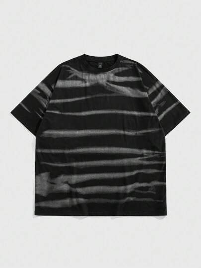 Grunge Punk تي شيرت رجالي قصير الأكمام بطباعة شريطية، مناسب للارتداء اليومي في الربيع والصيف