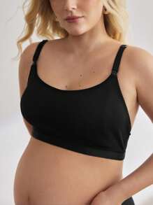 BloomMama 加大码孕妇哺乳文胸 - 荷叶边松紧带 + 前双开口