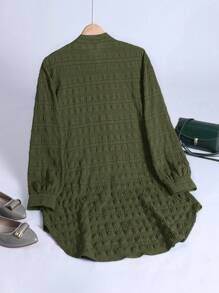 Modelyn Women Casual/Work Plain Textural Blouse - Green - View 2