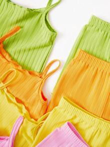 Set Bayi Perempuan Lettuce Trim Rib-Knit Plain - MultiWarna - View 7