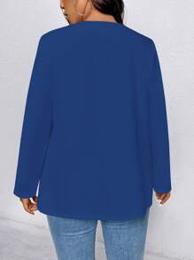 EMERY ROSE Blazers minimalistas de talla grande de unicolor para uso casual y diario - azul real - Ver 2